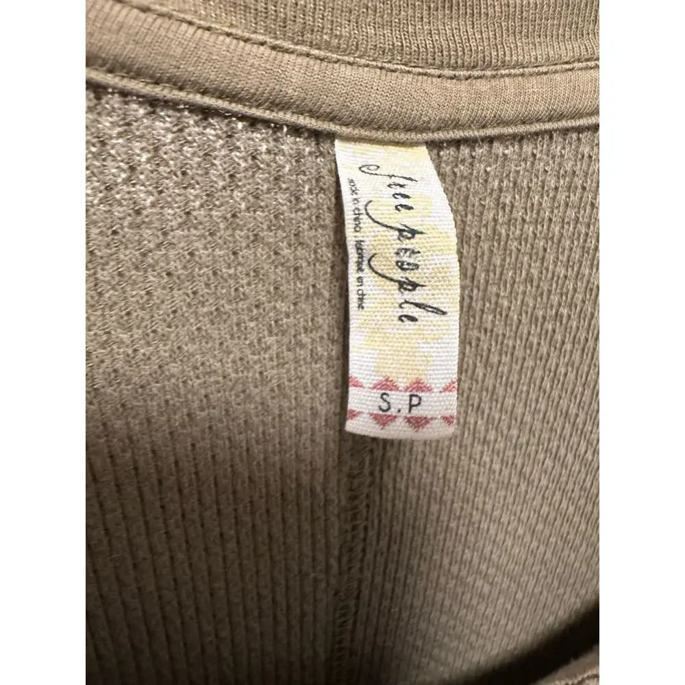 Free People Masquerade Cuff Long-Sleeve Thermal Tee, Size Small